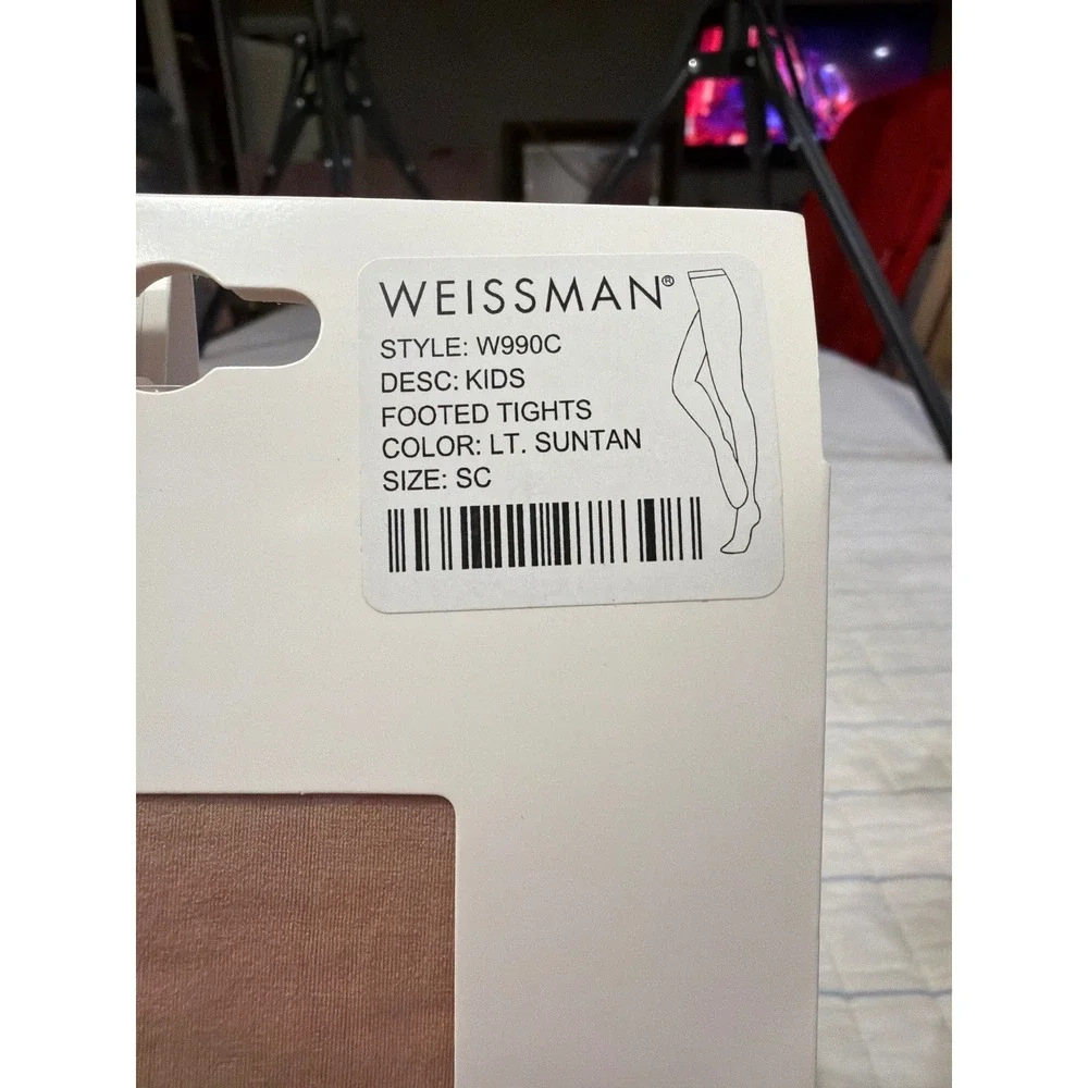 Weissman W990C Kids Footed Tights Lt Suntan Dance Microfiber Size SC Set of 2